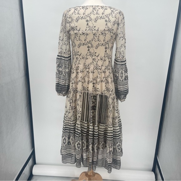 Talulah Tiered Midi Dress in Ivory Black Anthropologie Size Small - Picture 9 of 10